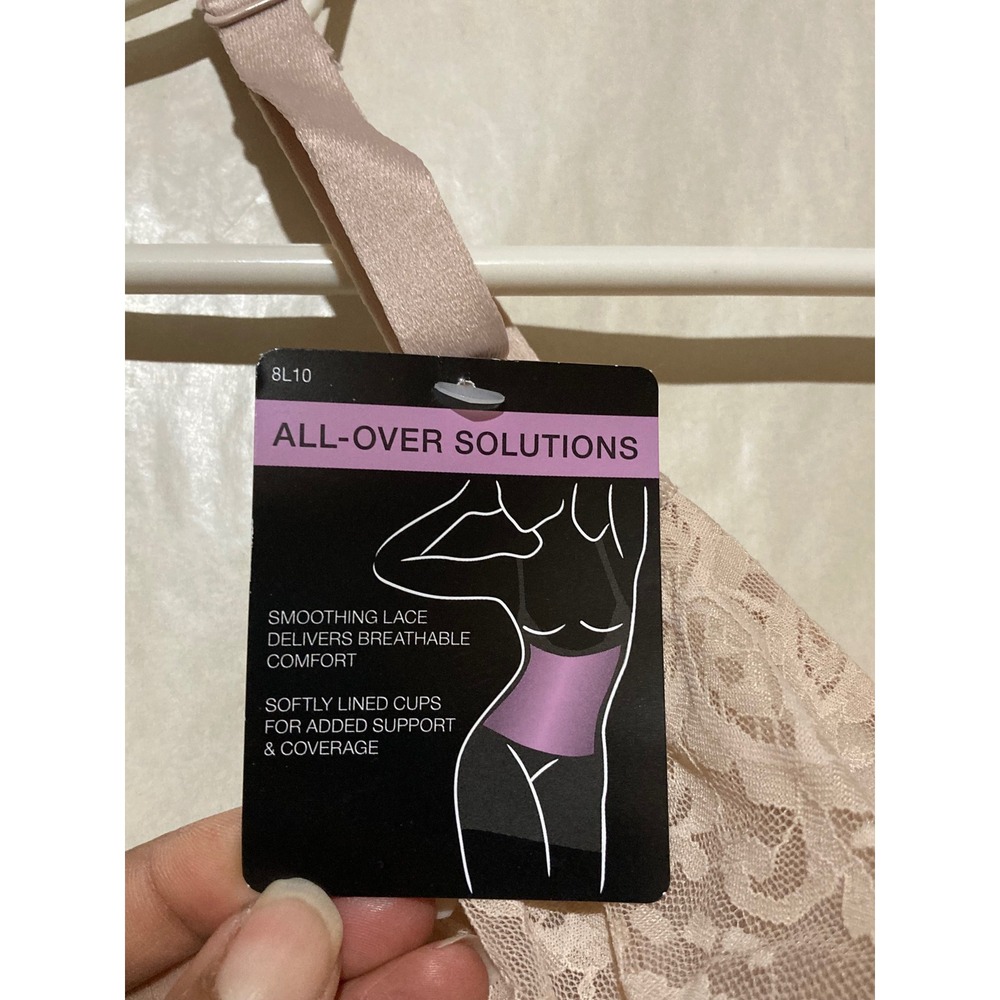 Bali Beige Floral Lace Smoothing Shapewear Bodysuit 36B 8L10 NWT - Picture 4 of 7